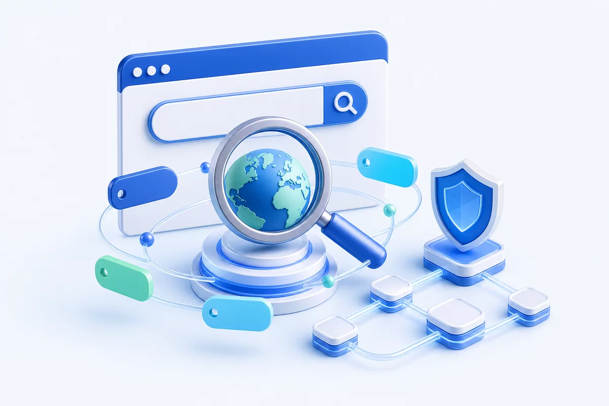 Domain search and secure DNS management illustration
